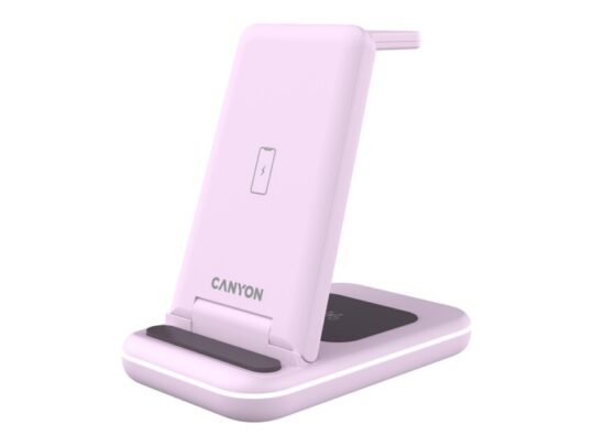 Беспроводное зарядное устройство 3-в-1 CANYON WS-304 (CNS-WCS304B), 15W, розовый, арт. 028607003