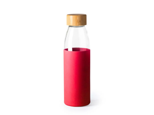Бутылка стеклянная NAGAMI в силиконовом чехле, 540 мл, прозрачный/красный, арт. 028677003