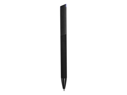 Ручка металлическая шариковая Taper Metal софт-тач с цветным зеркальным слоем, черный с синим, арт. 028717103