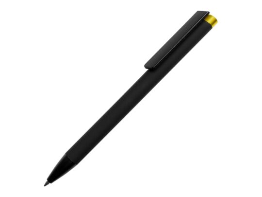 Ручка металлическая шариковая Taper Metal софт-тач с цветным зеркальным слоем, черный с желтым, арт. 028717503
