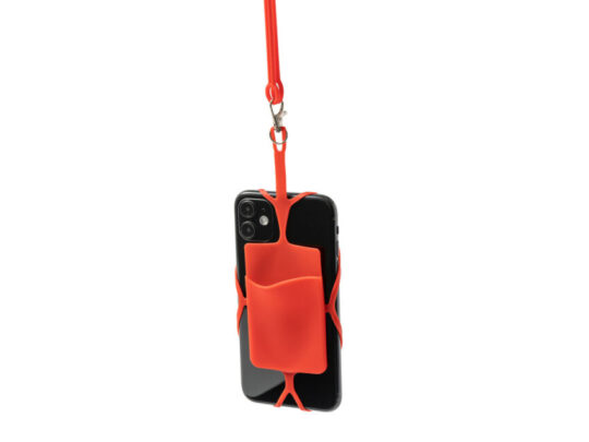 Силиконовый шнурок DALVIK с держателем мобильного телефона и карт, красный, арт. 028785603
