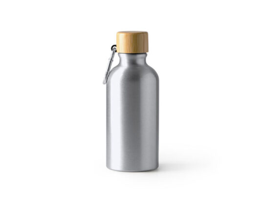Бутылка GELDA алюминиевая с бамбуковой крышкой, 400 мл, серебристый/натуральный, арт. 028689003