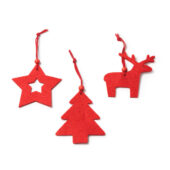 Набор рождественских украшений из фетра CAROL (звезда, елка, олень), красный, арт. 028832903