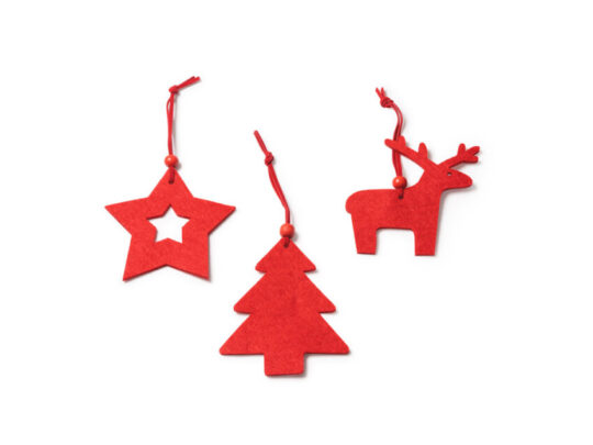 Набор рождественских украшений из фетра CAROL (звезда, елка, олень), красный, арт. 028832903