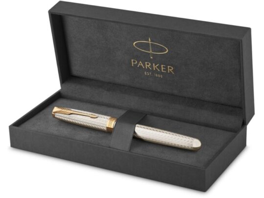 Перьевая ручка Parker Sonnet Silver Mistral GT, перо: M, цвет чернил: black, в подарочной упаковке, арт. 028950203