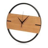 Деревянные часы с металлическим ободом, диаметр 30 см, Time Wheel горизонтальные, натуральный/черн, арт. 028935903