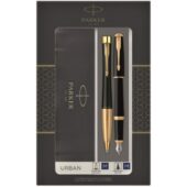 Подарочный набор из 2-х ручек Parker URBAN Muted black GT перьевая и шариковая ручки, арт. 028950903