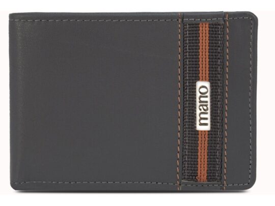 Бумажник Mano Don Leonardo, с RFID защитой, натуральная кожа в сером цвете, 12,5 х 2,5 х 9 см, арт. 029034303