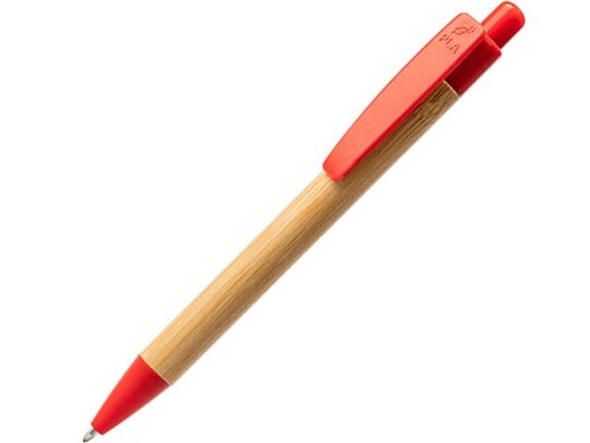 Ручка шариковая GILDON, бамбук, натуральный/красный, арт. 028834703