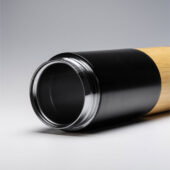 Термос из нержавеющей стали 304 и деталями из бамбука, 450 мл, черный/натуральный, арт. 028885703