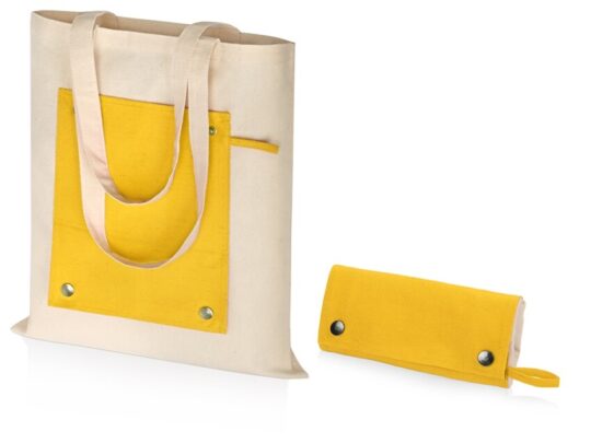 Складная хлопковая сумка для шопинга Gross с карманом, желтый, арт. 028932503