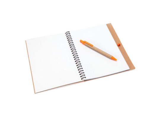 Блокнот А5+ ALANI с шариковой ручкой, крафтовый/оранжевый, арт. 028840103