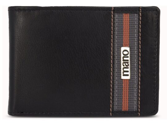 Бумажник Mano Don Leonardo, с RFID защитой, натуральная кожа в черном цвете, 12,5 х 2,5 х 9 см, арт. 029034103