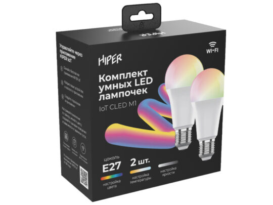 Набор из двух лампочек IoT CLED M1 RGB, E27, белый, арт. 029087703