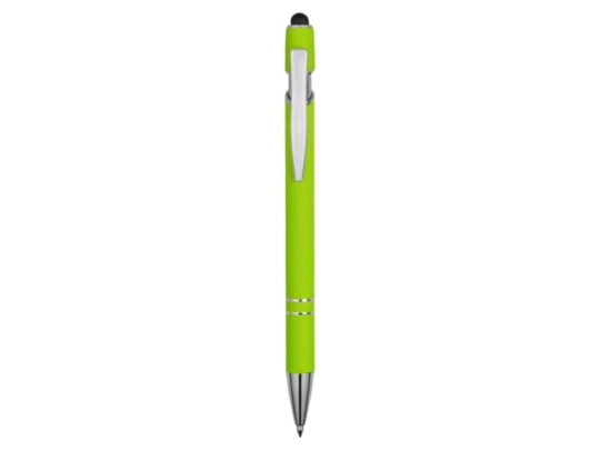 Ручка металлическая soft-touch шариковая со стилусом Sway, зеленое яблоко/серебристый (P), арт. 029072003