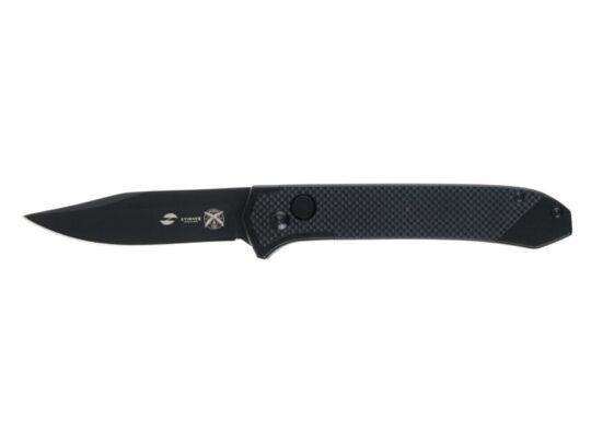 Нож складной Stinger, 115 мм, (черный), материал рукояти: нержавеющая сталь, стеклотекстолит G10, арт. 029180603