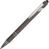 Ручка металлическая soft-touch шариковая со стилусом Sway, серый/серебристый (P), арт. 029061103