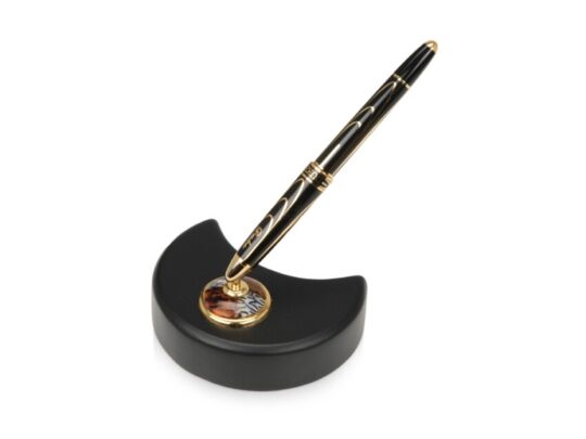 Набор Duke Министр:ручка-роллер на подставке в виде полумесяца, черный/золотистый, арт. 029109203