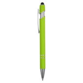 Ручка металлическая soft-touch шариковая со стилусом Sway, зеленое яблоко/серебристый (P), арт. 029072003