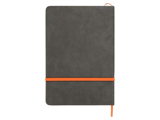 Блокнот Color линованный А5 в твердой обложке с резинкой, серый/оранжевый (P), арт. 029327803