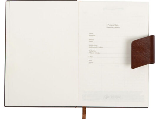 Бизнес блокнот А5 Monoi с клапаном, твердая обложка, 128 листов, коричневый, арт. 029318203
