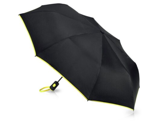Зонт-полуавтомат складной Motley с цветными спицами, черный/желтый, арт. 029224803