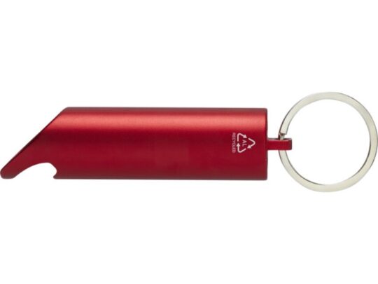 Flare светодиодный фонарик из переработанного алюминия и открывалка для бутылок с брелоком — Красный, арт. 029240103