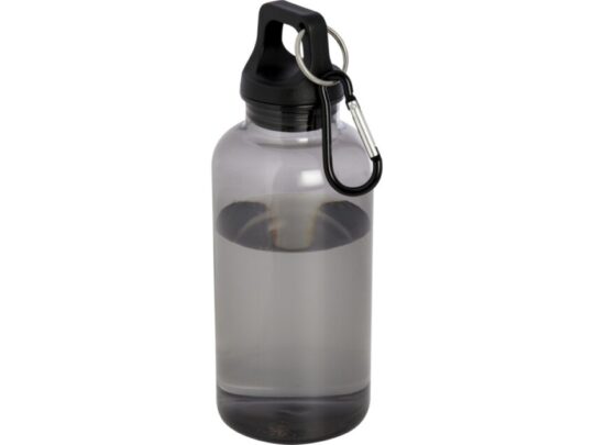 Бутылка для воды с карабином Oregon из переработанной пластмассы, 400 мл — Черный, арт. 029568703