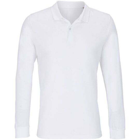Рубашка поло унисекс с длинным рукавом Planet LSL, белая, размер XXL
