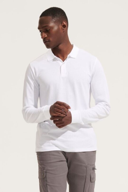 Рубашка поло унисекс с длинным рукавом Planet LSL, белая, размер XL