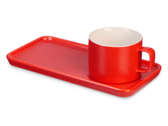 Чайная пара Bristol: блюдце прямоугольное, чашка, коробка, красный, арт. 029596503
