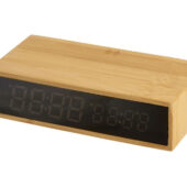Часы настольные с беспроводной зарядкой Index, 10 Вт, бамбук, арт. 029595203