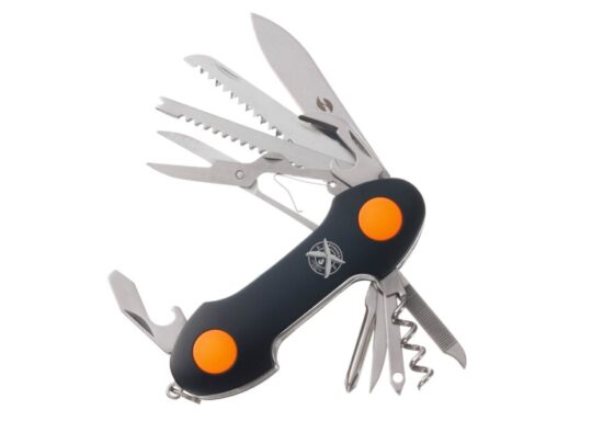 Нож перочинный Stinger, 96 мм, 15 функций, материал рукояти: алюминий, PP (черный/оранжевый), арт. 029611403