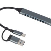 USB-хаб Link с коннектором 2-в-1 USB-C и USB-A, 2.0/3.0, серый, арт. 029516403