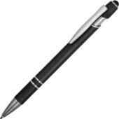 Ручка металлическая soft-touch шариковая со стилусом Sway, черный/серебристый (P), арт. 029738503