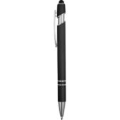 Ручка металлическая soft-touch шариковая со стилусом Sway, черный/серебристый (P), арт. 029738503