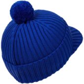 Вязаная шапка с козырьком Peaky, синяя (василек)