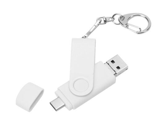 USB 3.0/micro USB/Type-C – флешка на 32 Гб 3-в-1 с поворотным механизмом